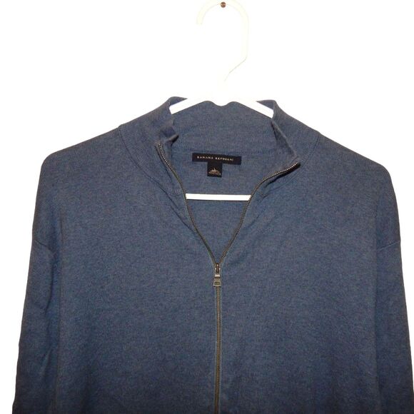 BANANA REPUBLIC men's large thin powder blue full zip cardigan sweater jacket - Picture 4 of 7